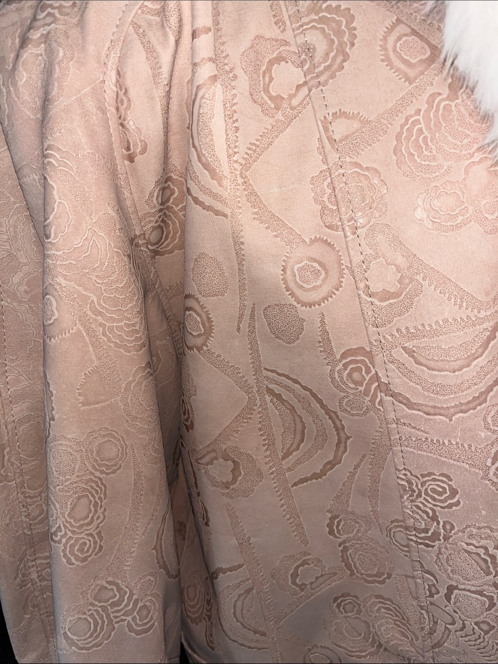Vintage 80s Marvin Richard’s J Percy Blush suede Coat with Cream fur trim Size M - Picture 9 of 16